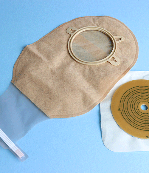 Stoma care bag and base plate used for Continence Assessment and stoma management support in Melbourne.